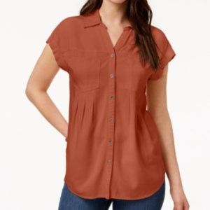 NWT Style & Co Pleated Cuffed-Sleeve Top - XL